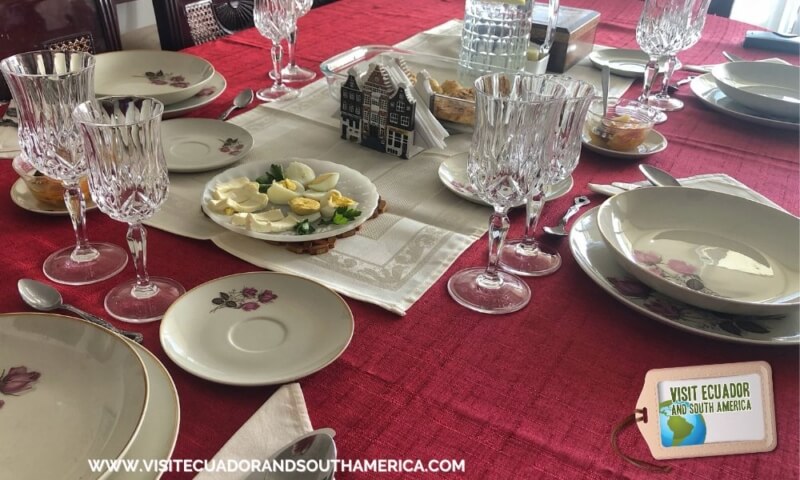 Elegant Table Setting with Full Serving of Traditional Fanesca Soup and  Accessories Stock Photo - Image of andes, delicious: 70680314