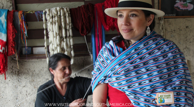 Handmade Makana shawls with Ikat patterns in Gualaceo Ecuador