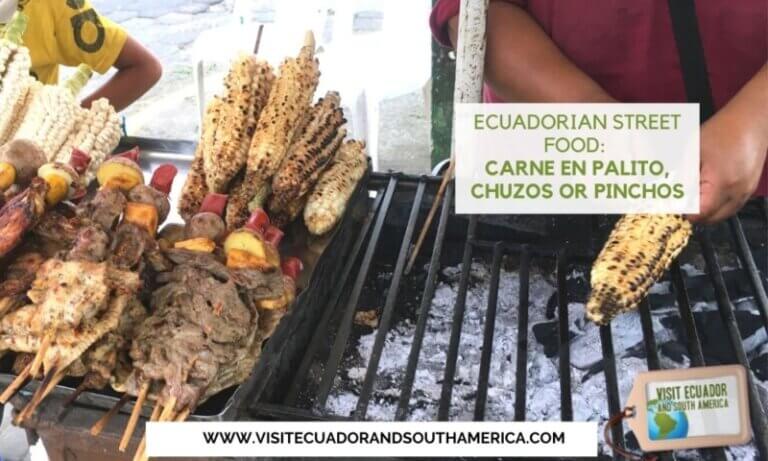 Ecuadorian Street Food Carne en palito, chuzos or pinchos