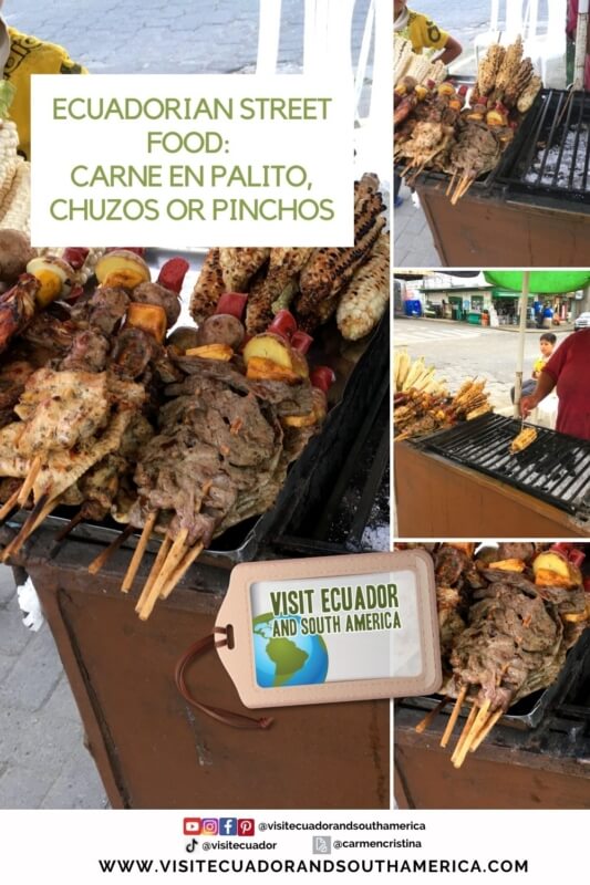 Ecuadorian Street Food Carne en palito, chuzos or pinchos