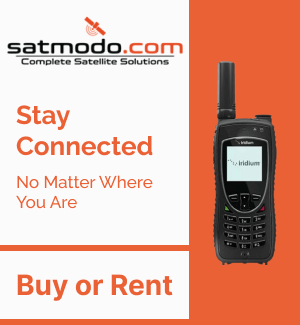 Satmodo.com banner ad with image of a satellite phone.
